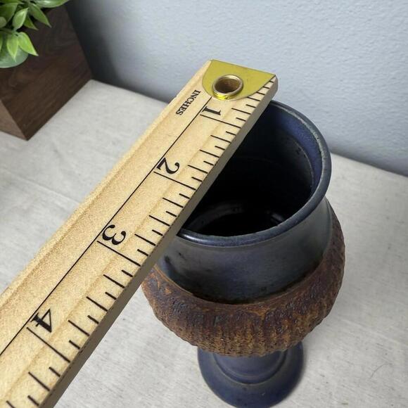 Stoneware Goblet Chalice Art Pottery Cobalt Blue Drip Glaze - Picture 5 of 7